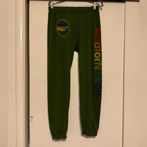 RARE AVIATOR NATION SWEATPANTS - SAN FRANSICO in Heathered GREEN - Picture 3 of 6